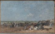 Eugene Boudin Beach Scene oil on canvas